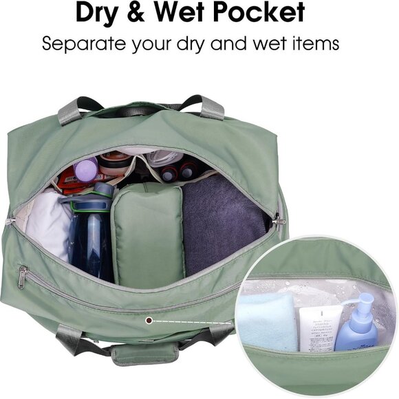 20" Gym Duffel Bag with Wet Pocket Shoes Compartment Portable Overnight Weekende - Picture 3 of 7